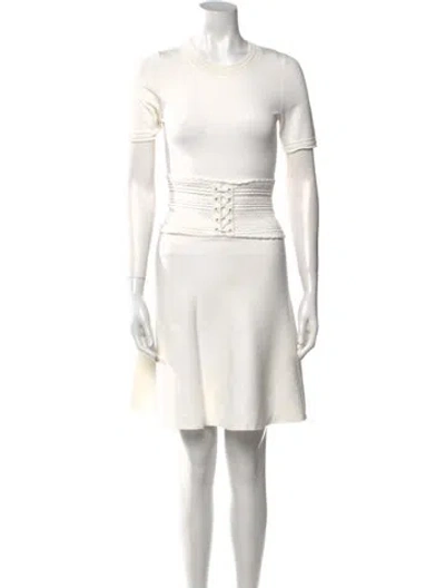 Pre-owned Sandro Crew Neck Mini Dress In White
