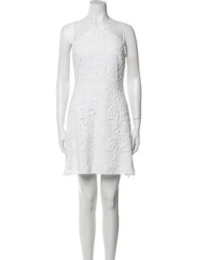 Pre-owned Sandro Crew Neck Mini Dress In White