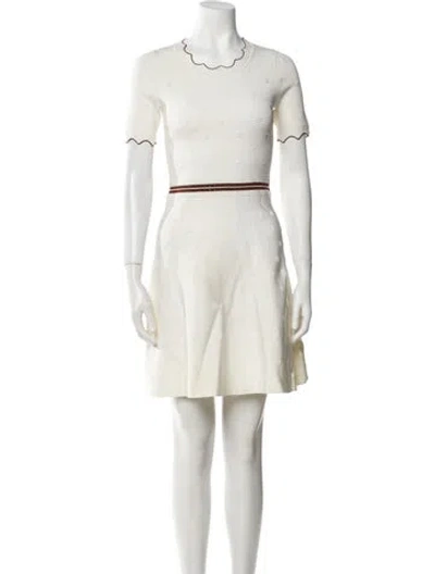 Pre-owned Sandro Crew Neck Mini Dress In White