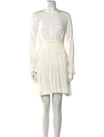 Pre-owned Sandro Crew Neck Mini Dress In White