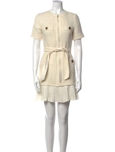 Pre-owned Sandro Crew Neck Mini Dress In White