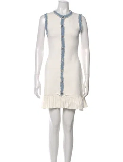 Pre-owned Sandro Crew Neck Mini Dress In White