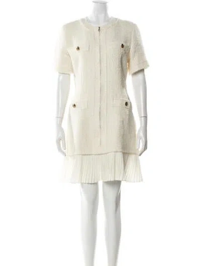 Pre-owned Sandro Crew Neck Mini Dress In White
