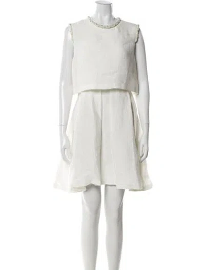 Pre-owned Sandro Crew Neck Mini Dress In White