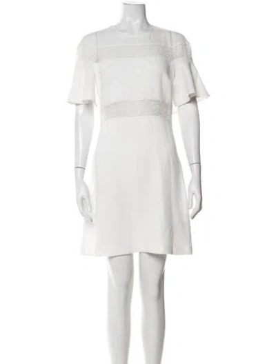 Pre-owned Sandro Crew Neck Mini Dress In White