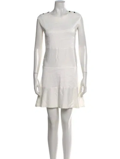 Pre-owned Sandro Crew Neck Mini Dress In White