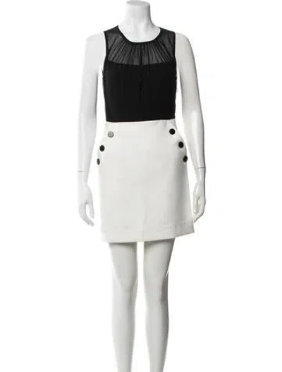 Pre-owned Sandro Crew Neck Mini Dress In White