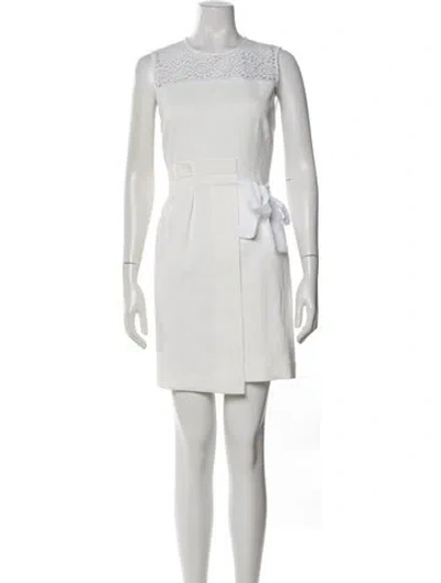 Pre-owned Sandro Crew Neck Mini Dress In White