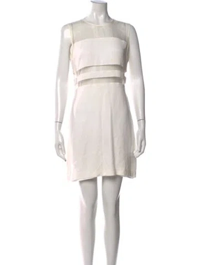 Pre-owned Sandro Crew Neck Mini Dress In White