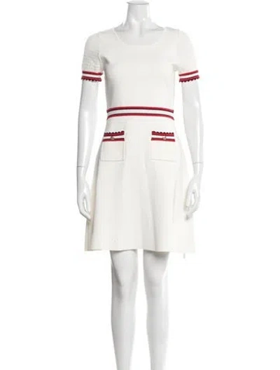 Pre-owned Sandro Crew Neck Mini Dress In White