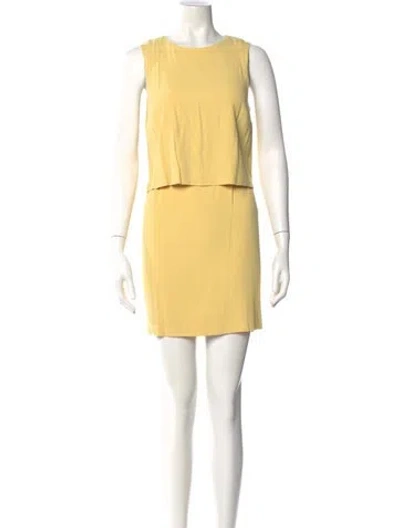 Pre-owned Sandro Crew Neck Mini Dress In Yellow