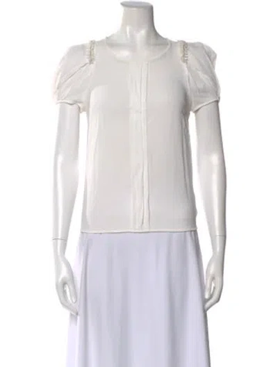Pre-owned Sandro Crew Neck Short Sleeve Blouse In White