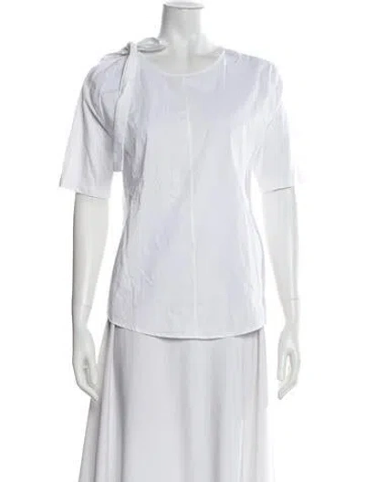 Pre-owned Sandro Crew Neck Short Sleeve Blouse In White