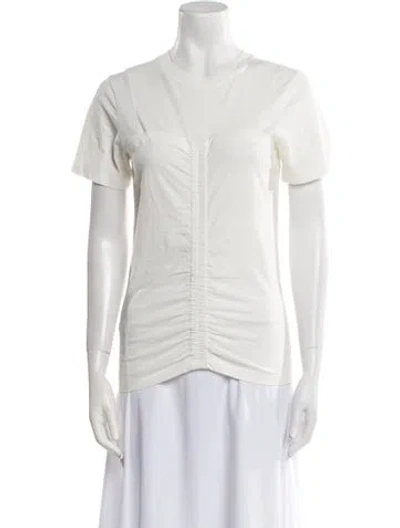 Pre-owned Sandro Crew Neck Short Sleeve Button-up Top In White