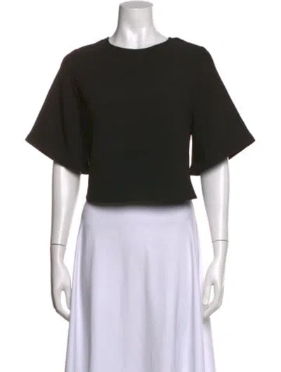 Pre-owned Sandro Crew Neck Short Sleeve Crop Top In Black