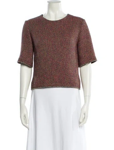 Pre-owned Sandro Crew Neck Short Sleeve Crop Top In Red