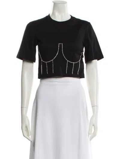 Pre-owned Sandro Crew Neck Short Sleeve Crop Top W/ Tags In Black