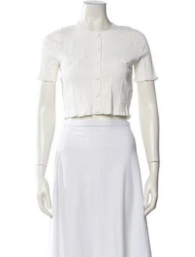 Pre-owned Sandro Crew Neck Short Sleeve Crop Top In White
