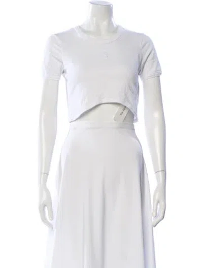 Pre-owned Sandro Crew Neck Short Sleeve Crop Top In White