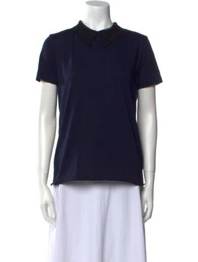 Pre-owned Sandro Crew Neck Short Sleeve Polo In Blue