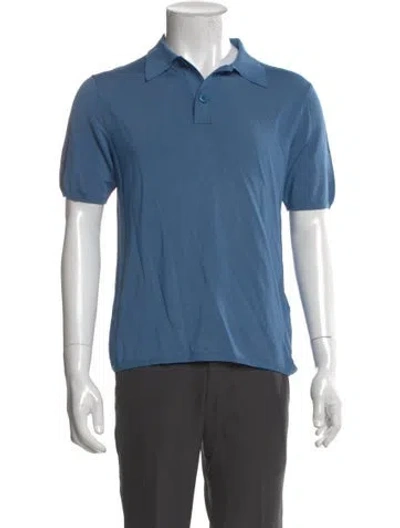 Pre-owned Sandro Crew Neck Short Sleeve Polo Shirt In Blue