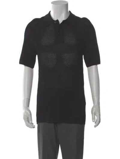Pre-owned Sandro Crew Neck Short Sleeve Polo Sweater In Black
