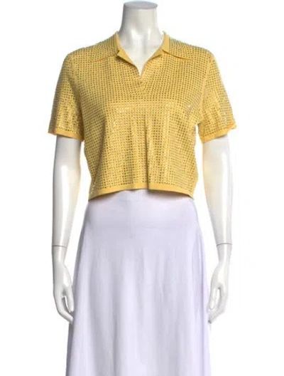 Pre-owned Sandro Crew Neck Short Sleeve Polo In Yellow