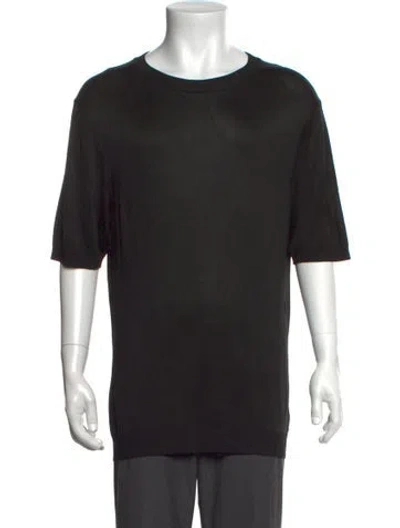 Pre-owned Sandro Crew Neck Short Sleeve Pullover In Black