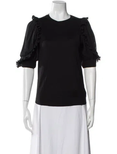 Pre-owned Sandro Crew Neck Short Sleeve Top In Black