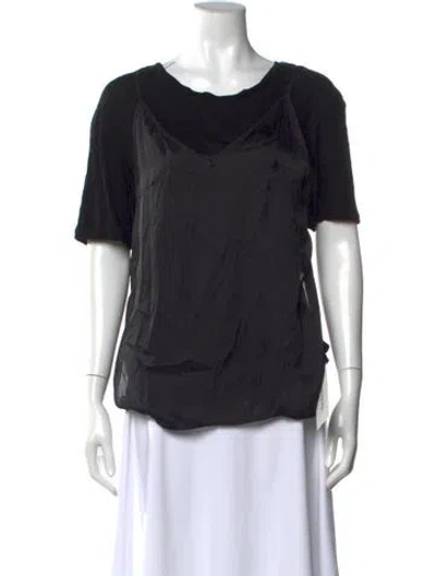 Pre-owned Sandro Crew Neck Short Sleeve Top In Black