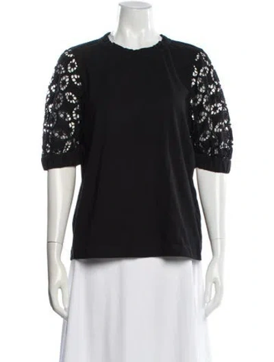 Pre-owned Sandro Crew Neck Short Sleeve Top In Black
