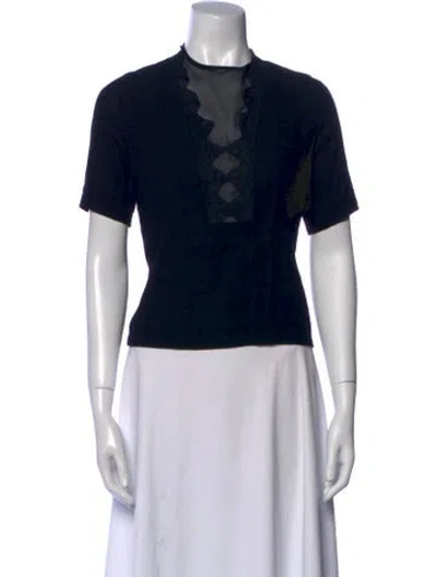 Pre-owned Sandro Crew Neck Short Sleeve Top In Black