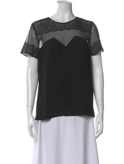 Pre-owned Sandro Crew Neck Short Sleeve Top In Black