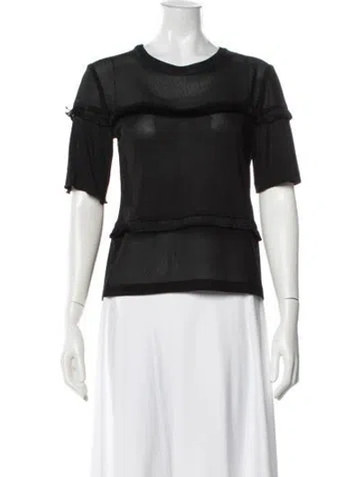 Pre-owned Sandro Crew Neck Short Sleeve Top In Black