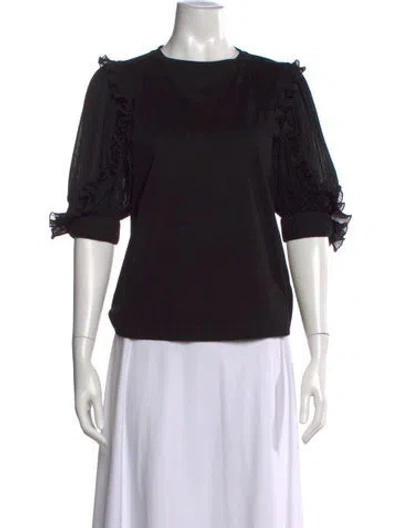 Pre-owned Sandro Crew Neck Short Sleeve Top In Black