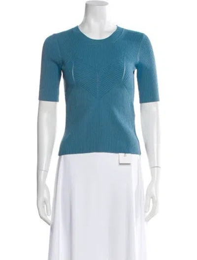 Pre-owned Sandro Crew Neck Short Sleeve Top In Blue