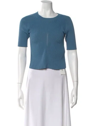 Pre-owned Sandro Crew Neck Short Sleeve Top In Blue