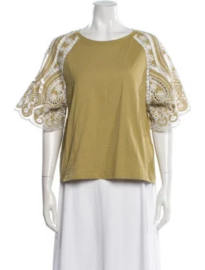 Pre-owned Sandro Crew Neck Short Sleeve Top In Green