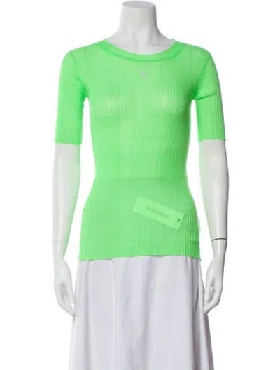 Pre-owned Sandro Crew Neck Short Sleeve Top In Green