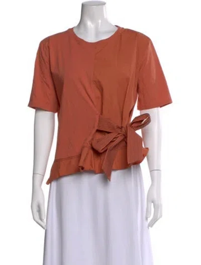 Pre-owned Sandro Crew Neck Short Sleeve Top In Orange