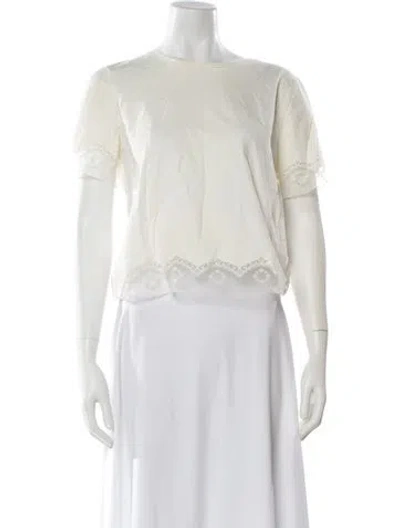 Pre-owned Sandro Crew Neck Short Sleeve Top In White