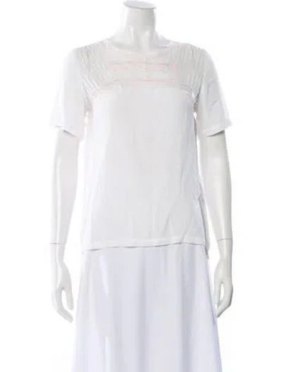Pre-owned Sandro Crew Neck Short Sleeve Top In White