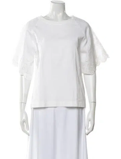 Pre-owned Sandro Crew Neck Short Sleeve Top In White