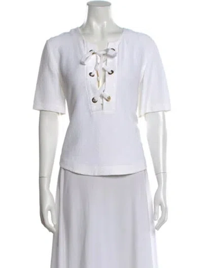Pre-owned Sandro Crew Neck Short Sleeve Top In White