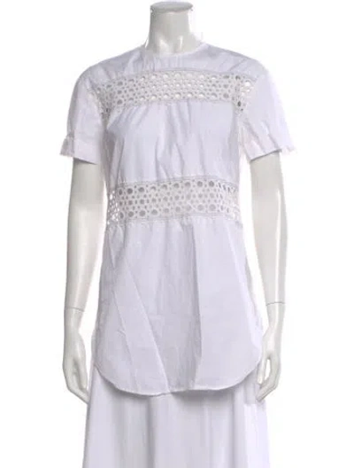 Pre-owned Sandro Crew Neck Short Sleeve Top In White