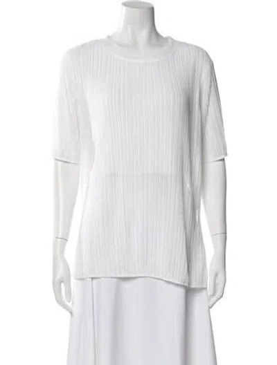 Pre-owned Sandro Crew Neck Short Sleeve Top In White