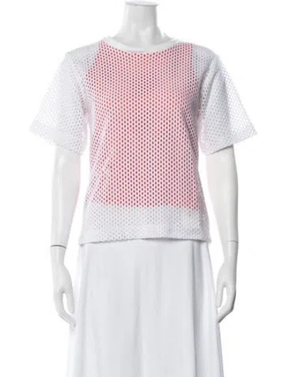 Pre-owned Sandro Crew Neck Short Sleeve Top In White