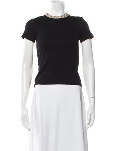 Pre-owned Sandro Crew Neck Short Sleeve T-shirt In Black