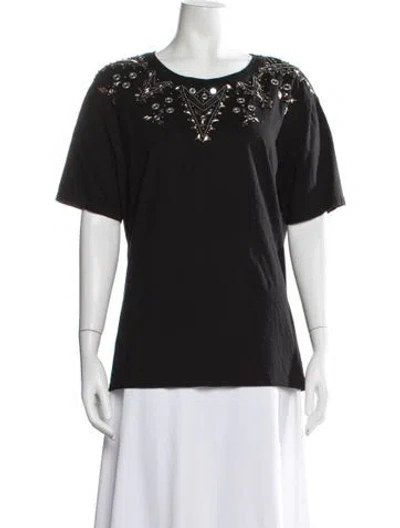 Pre-owned Sandro Crew Neck Short Sleeve T-shirt In Black
