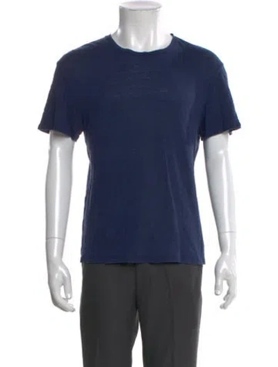 Pre-owned Sandro Crew Neck Short Sleeve T-shirt In Blue